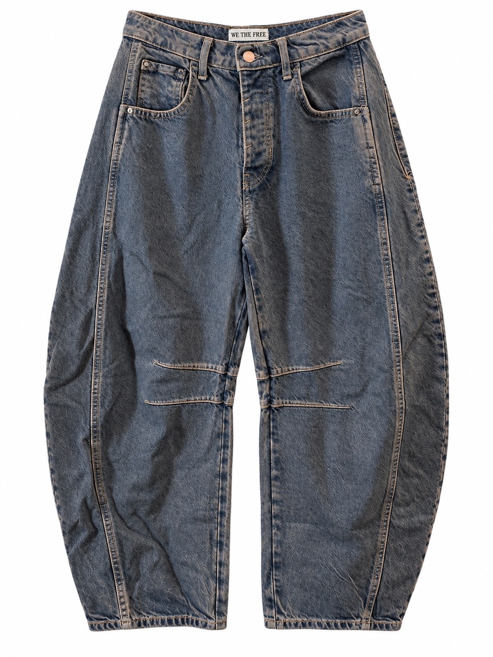 We The Free Lucky You Mid Rise Barrel Washed Blue Relaxed Denim Jeans 26